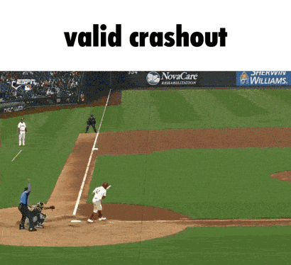 A Picture Of A Baseball Game With The Words Valid Crashout On The Bottom GIF