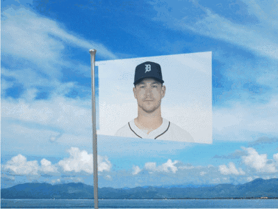 A Picture Of A Baseball Player Wearing A Hat With The Letter B On It GIF