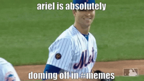 A Picture Of A Baseball Player With The Caption " Ariel Is Absolutely Doming Off In Memes " GIF