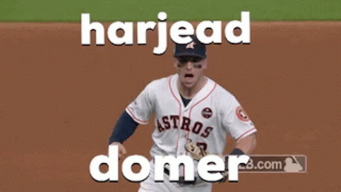 A Picture Of A Baseball Player With The Words Harjead Domer GIF