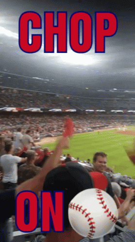 A Picture Of A Baseball Stadium With Chop On Written In Red GIF