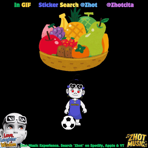 a picture of a basket of fruit with the words in gif sticker search @zhot