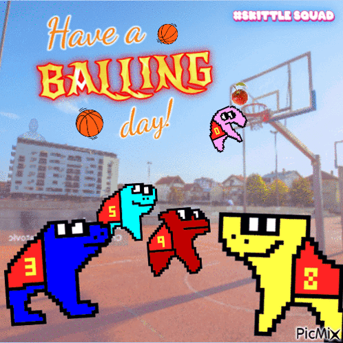 Basketball Court With Have A Balling Day GIF