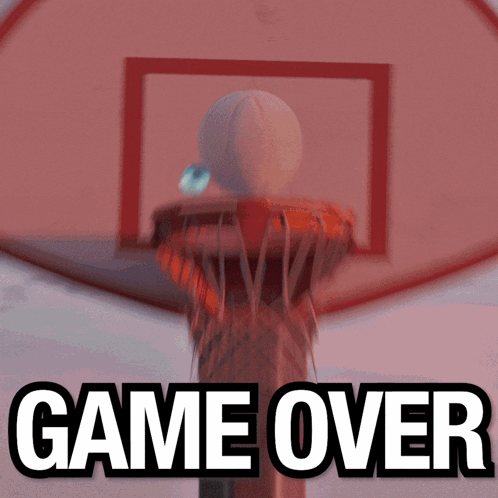 A Picture Of A Basketball Going Through A Hoop With The Words Game Over Below It GIF