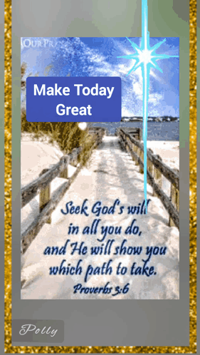 A Picture Of A Beach With A Bible Verse That Says " Seek God 'S Will In All You Do " GIF