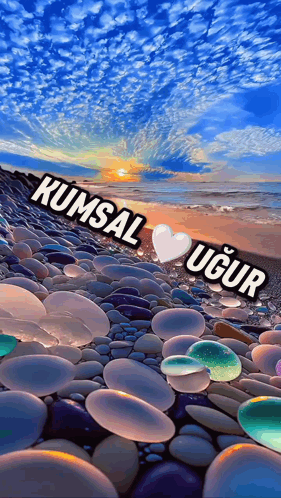 A Picture Of A Beach With Kumsal Ugur Written On The Bottom GIF