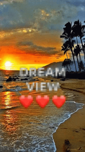 A Picture Of A Beach With The Words Dream View GIF