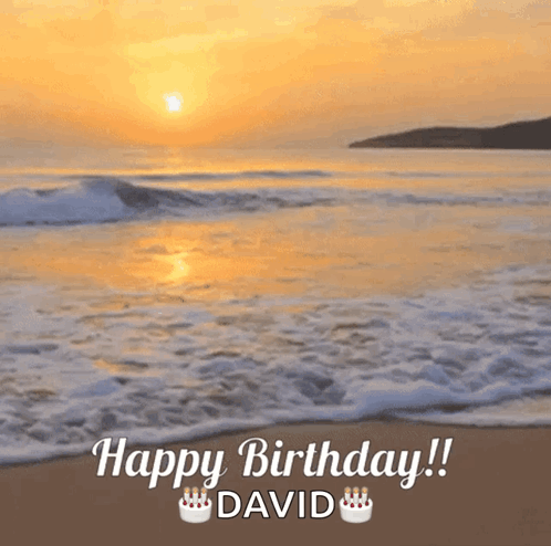 A Picture Of A Beach With The Words Happy Birthday David On It GIF