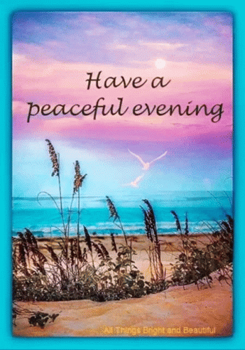 A Picture Of A Beach With The Words " Have A Peaceful Evening " GIF