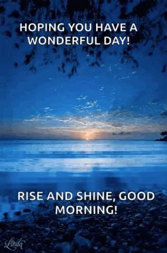 A Picture Of A Beach With The Words " Hoping You Have A Wonderful Day " GIF