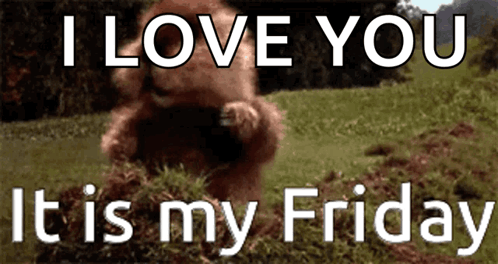 A Picture Of A Bear With The Words " I Love You It Is My Friday " On It GIF