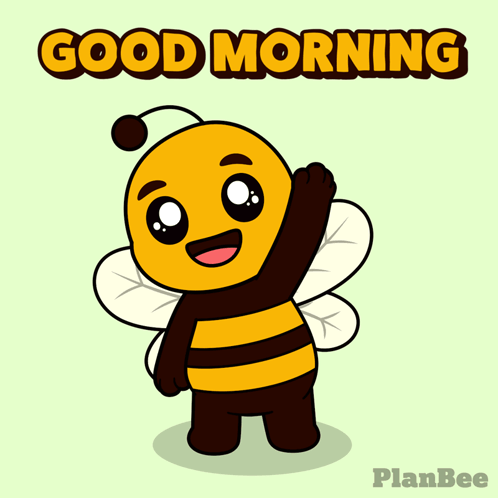 a picture of a bee with the words good morning written above it