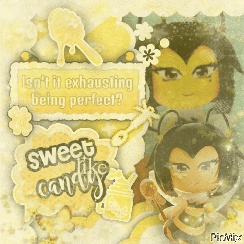 A Picture Of A Bee With The Words Sweet Like Candy GIF