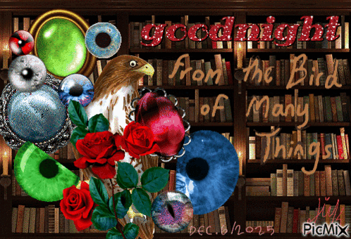 A Picture Of A Bird And Flowers With The Words Goodnight From The Bird Of Many Things On It GIF