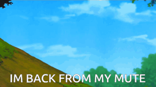 a picture of a bird flying in the sky with the words im back from my mute
