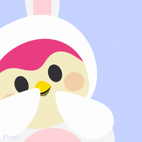 A Picture Of A Bird In A Bunny Costume With The Words Pretty Pleaseee Below It GIF