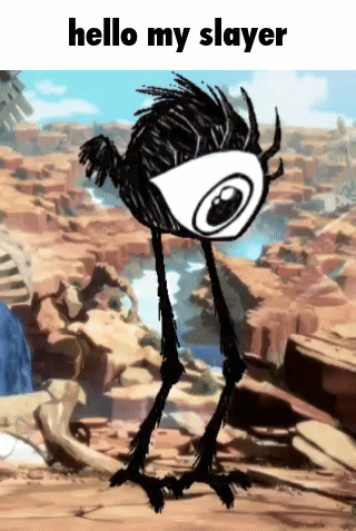 A Picture Of A Bird With The Words Hello My Slayer Written On It GIF