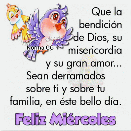 A Picture Of A Bird With The Words Que La Bendicion De Dios Su Misericordia GIF