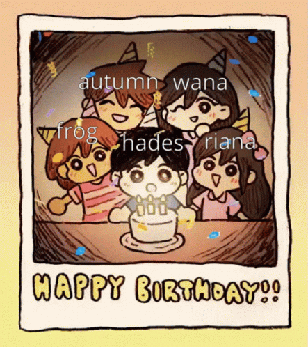 A Picture Of A Birthday Party With The Words Happy Birthday Written On It GIF