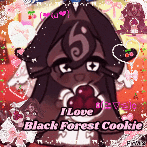 A Picture Of A Black Forest Cookie That Says I Love Black Forest Cookie On It GIF