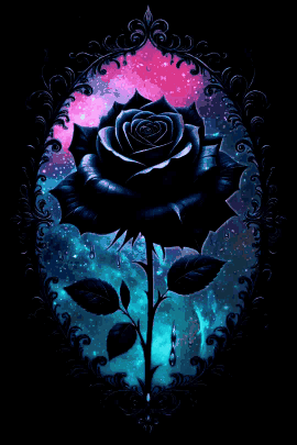 A Picture Of A Black Rose In A Frame GIF