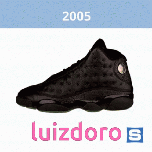 A Picture Of A Black Shoe With The Year 2005 On Top GIF