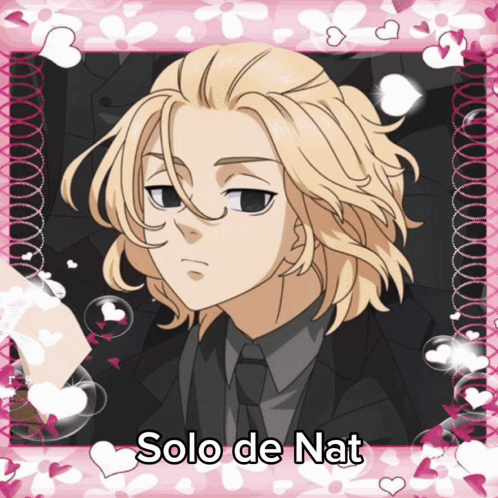 A Picture Of A Blonde Haired Anime Character With The Words Solo De Nat Below Him GIF