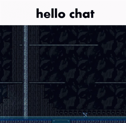 a picture of a blue background with the words hello chat on it