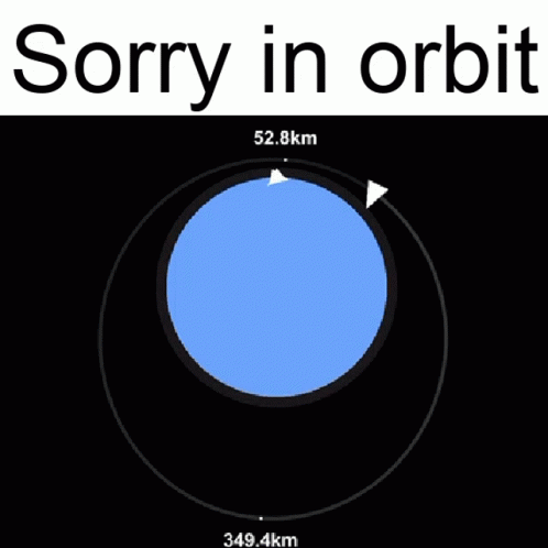 A Picture Of A Blue Circle With The Words Sorry In Orbit Above It GIF