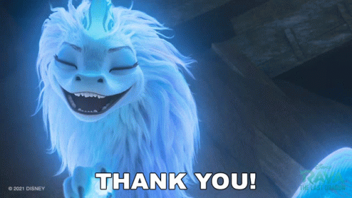 A Picture Of A Blue Dragon With The Words Thank You GIF