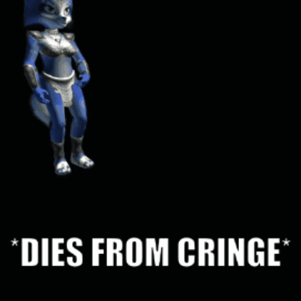 A Picture Of A Blue Fox With The Words " Dies From Cringe " GIF