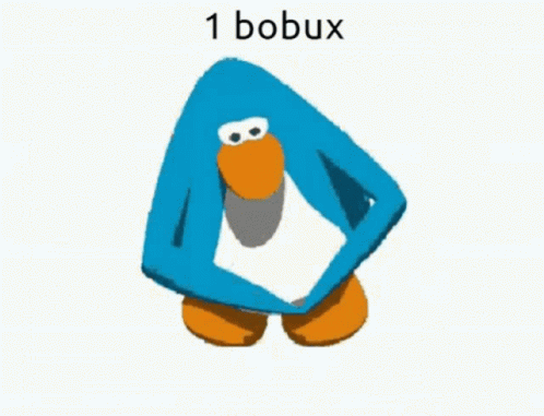 A Picture Of A Blue Penguin With The Words 1 Bobux On The Bottom GIF