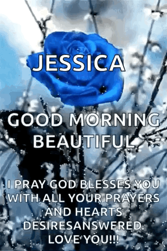 A Picture Of A Blue Rose With The Name Jessica Written On It . GIF