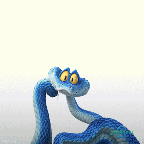 A Picture Of A Blue Snake With A Disney Logo In The Corner GIF