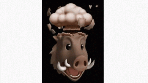 A Picture Of A Boar 'S Head With A Bomb Coming Out Of It GIF