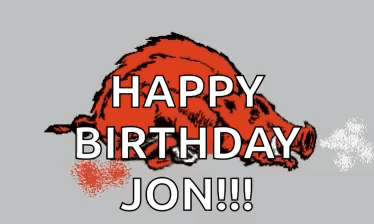 A Picture Of A Boar With The Words Happy Birthday Jon Written On It GIF