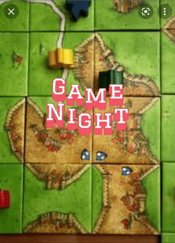A Picture Of A Board Game With The Words Game Night On It GIF