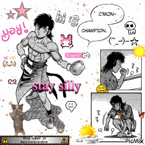 A Picture Of A Boxer With The Words Stay Silly Written On It GIF