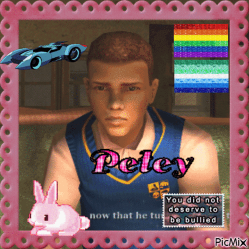A Picture Of A Boy Named Peley With A Pink Frame GIF