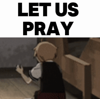 A Picture Of A Boy Praying With The Words Let Us Pray Above Him GIF