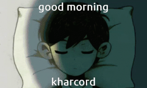 a picture of a boy sleeping with the words good morning kharcord