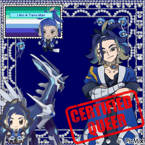 A Picture Of A Boy With A Certified Queer Stamp On It GIF
