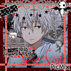 A Picture Of A Boy With A Cross On His Head And The Words Emo Good Night Picmix On The Bottom GIF