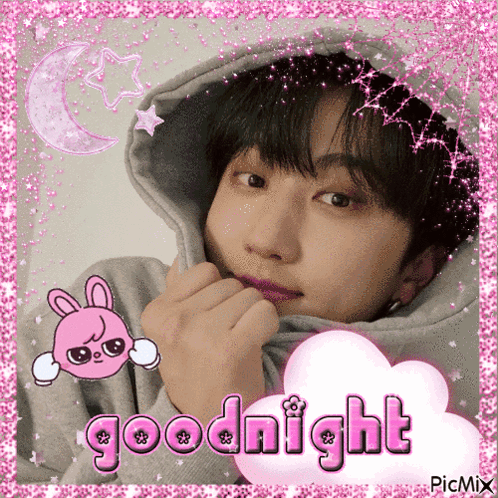 A Picture Of A Boy With A Hoodie And The Words Goodnight GIF
