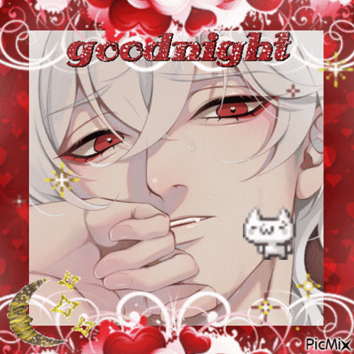 A Picture Of A Boy With Red Eyes And The Words Goodnight GIF