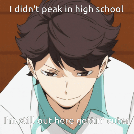 A Picture Of A Boy With The Caption I Did N't Peak In High School I M Still Out Here Gettin ' Cuter GIF