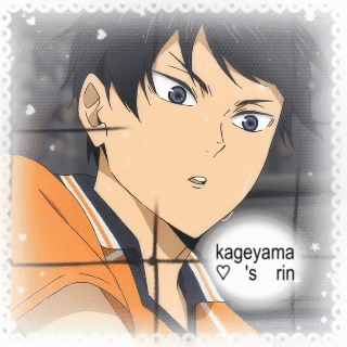 A Picture Of A Boy With The Name Kageyama 'S Rin In The Corner GIF