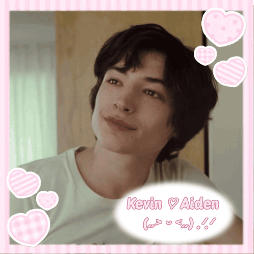 A Picture Of A Boy With The Name Kevin Aiden On It GIF