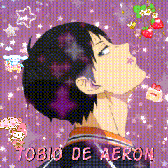 A Picture Of A Boy With The Name Tobio De Aeron On It GIF