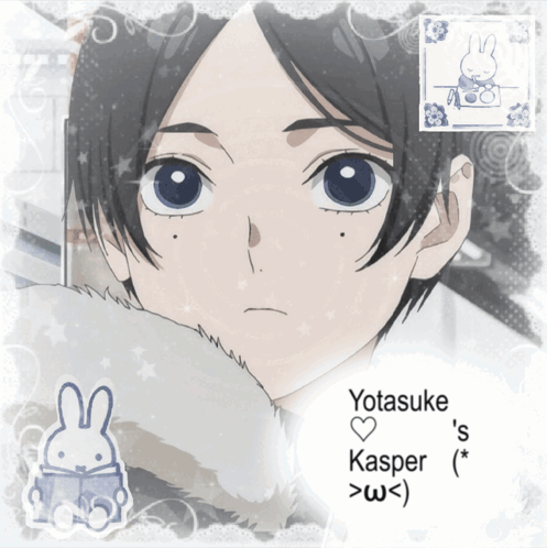 A Picture Of A Boy With The Name Yotasuke Kasper On The Bottom GIF